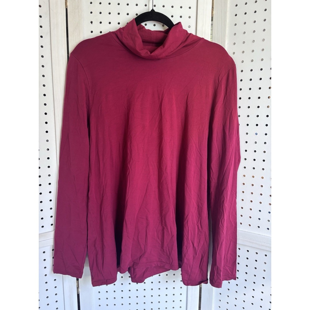 Pure Jill J Jill Relaxed Turtleneck Top Lg Red Minimalist Pima Cotton Stretch